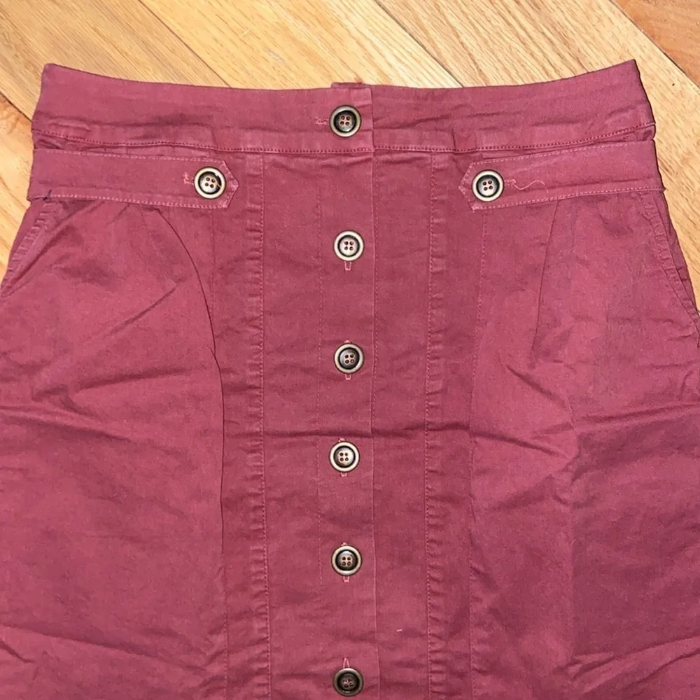 NWT Anthropologie brand AMADI Jupe Button Front Terra Cotta Mini Skirt size M